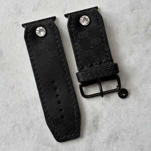 Spark*l Authentic Upcycled Black Micro GG Apple Watch Band Size 2, Apple 38-41mm